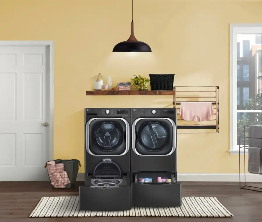 Alt View 23. LG - 5.2 Cu. Ft. High-Efficiency Stackable Smart Front Load Washer with Steam and TurboWash - Black Steel.