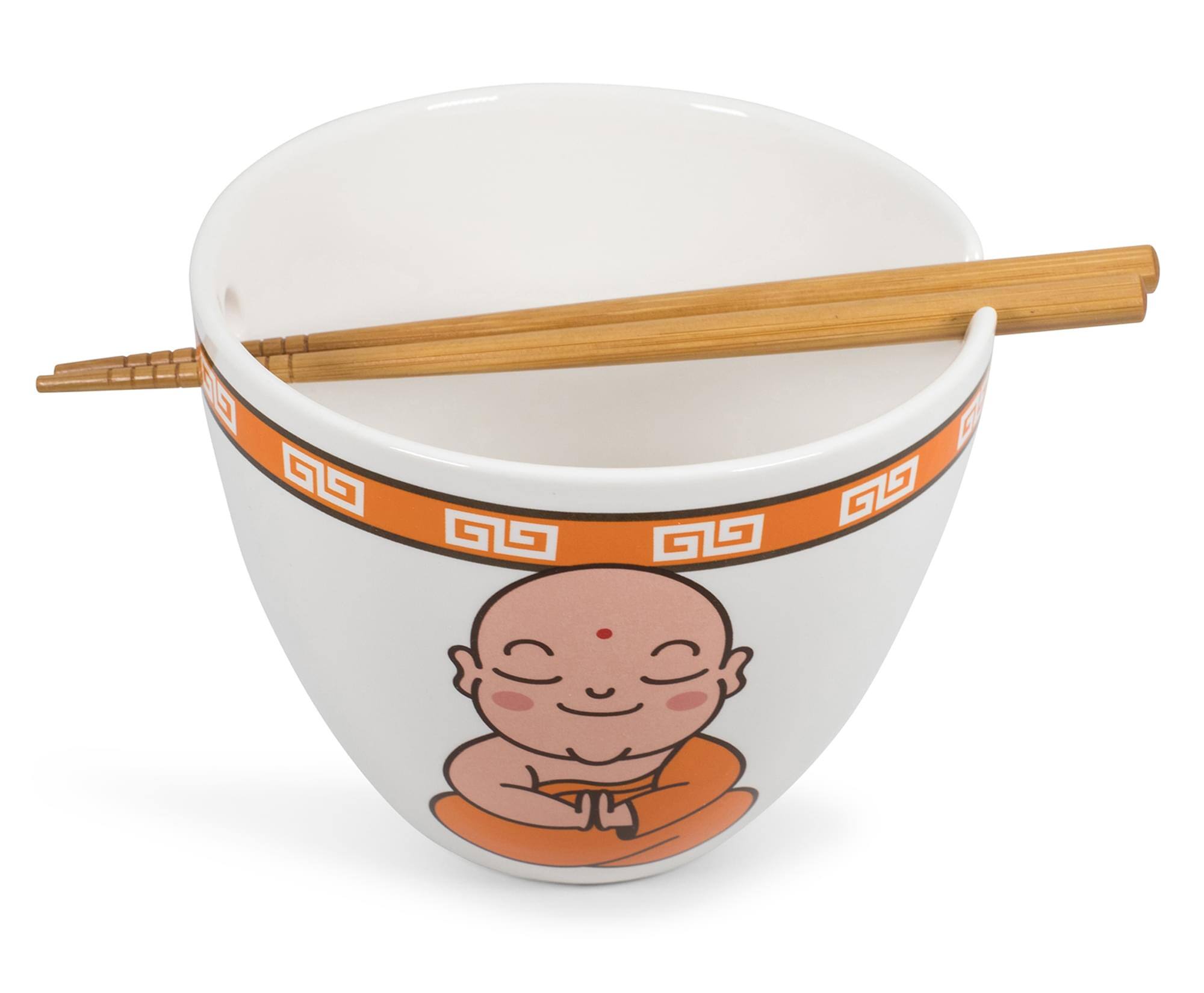 Front. Toynk - Hungry Buddha Japanese Dinnerware Set | 16-Ounce Ramen Bowl and Chopsticks - Orange.
