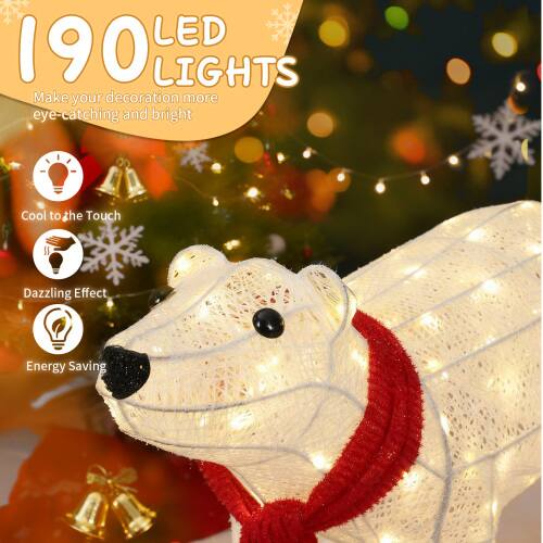 190 LED LIGHTS  
Make your decoration more eye-catching and bright  

- Cool to the Touch  
- Dazzling Effect  
- Energy Saving