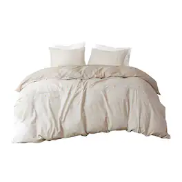 Gracie Mills - Jennings Modern Farmhouse Organic Cotton Duvet Cover Set - Natural
