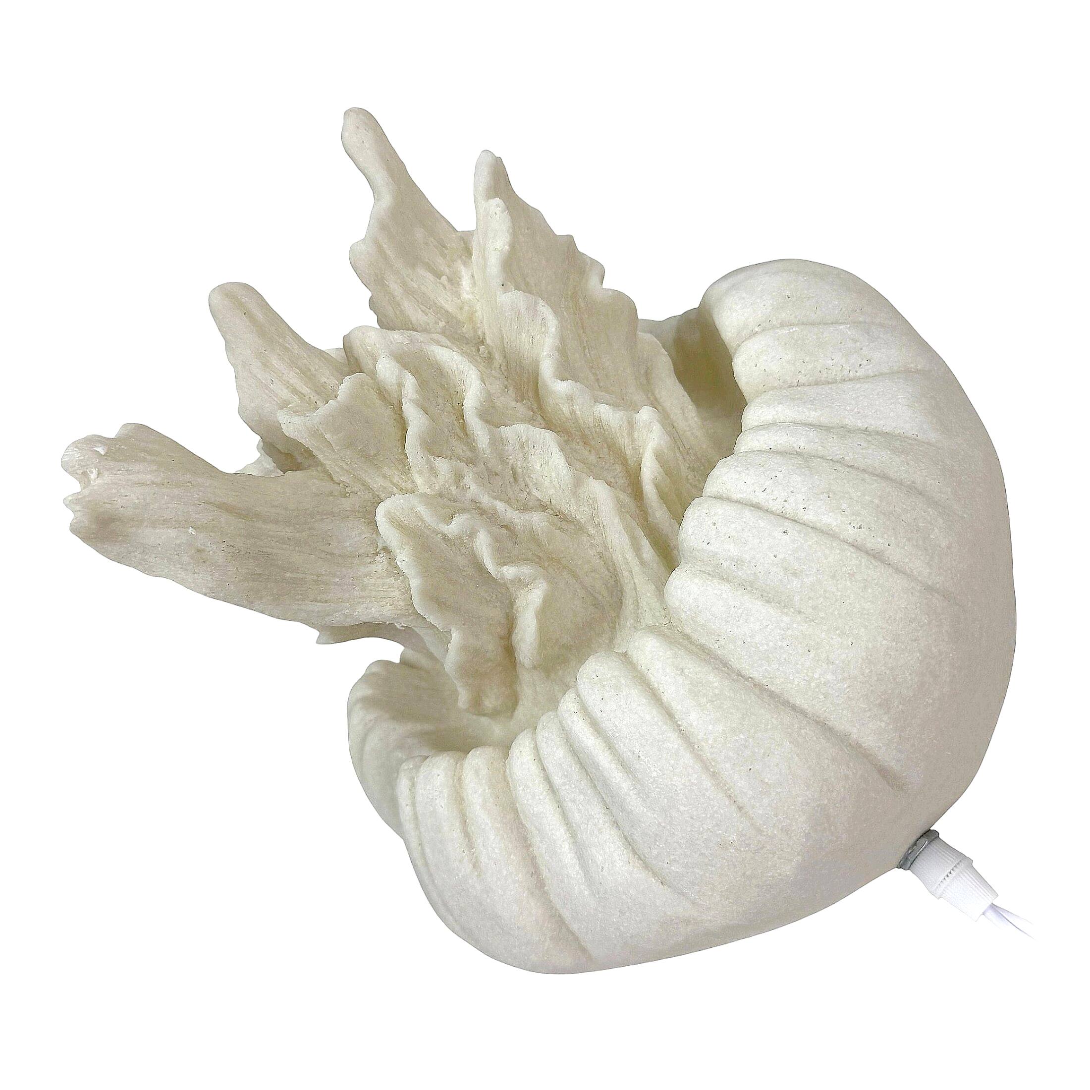 Alt View 10. Things2Die4 - Jellyfish Table Lamp Matte White Resin Coastal Accent Light 10 in Tall - White.
