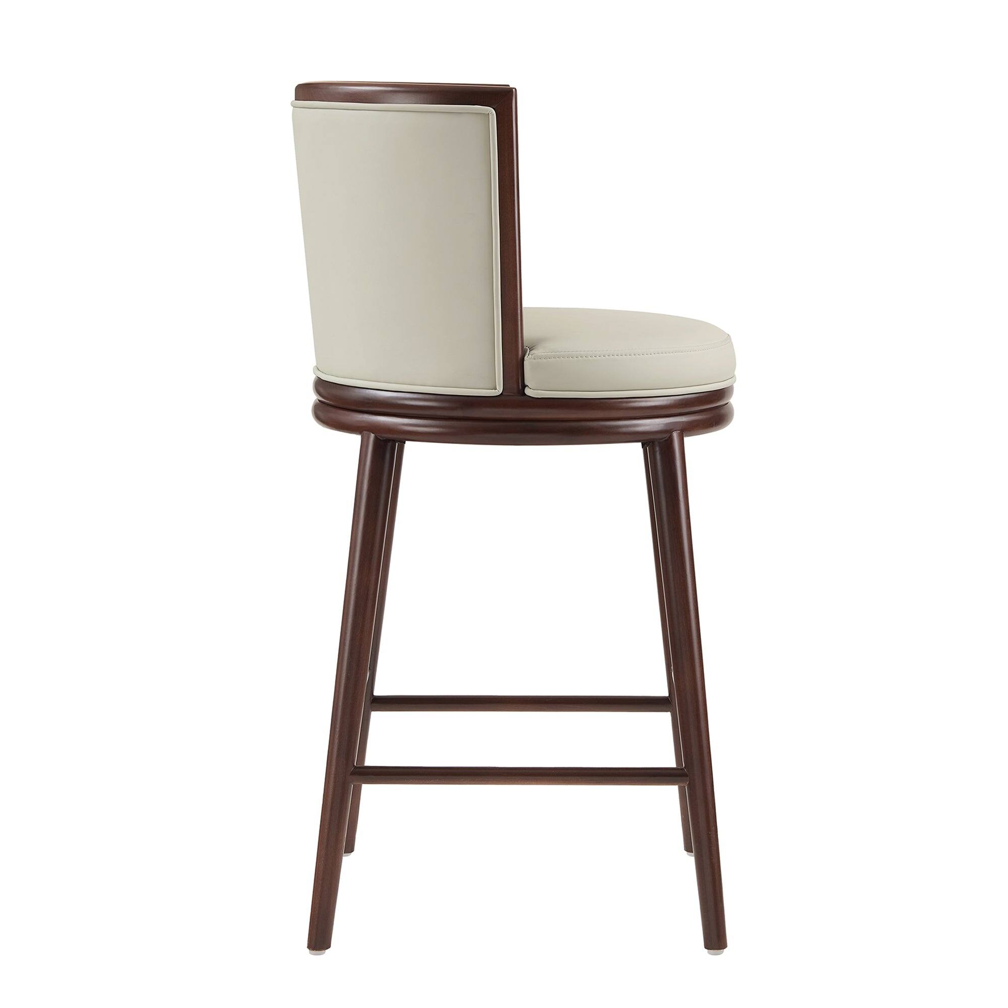 Alt View 3. Manhattan Comfort - Evalyn Modern Wood Upholstered Barstool - Stone.