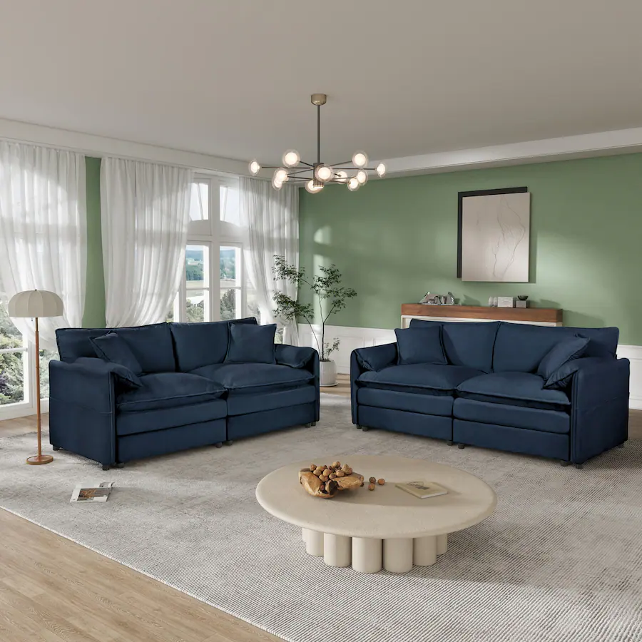 Anysun Oversized 2 Piece Chenille Loveseat Sofa Set Deep Seat Cloud ...
