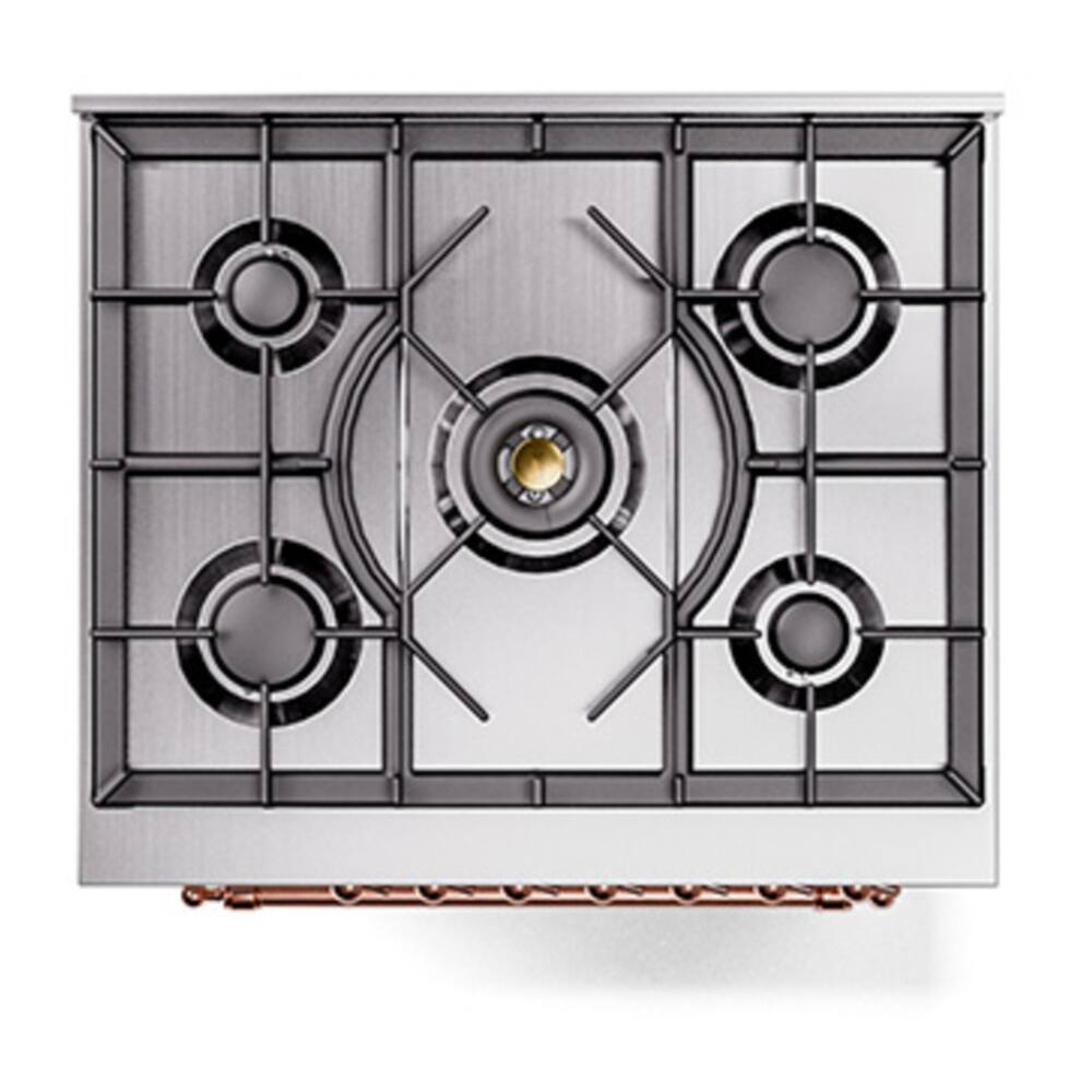 Alt View 8. ILVE - ILVE Nostalgie II 30 inch Dual Fuel Range with 5 Burners (Liquid Propane, White, Copper Trim) - White.