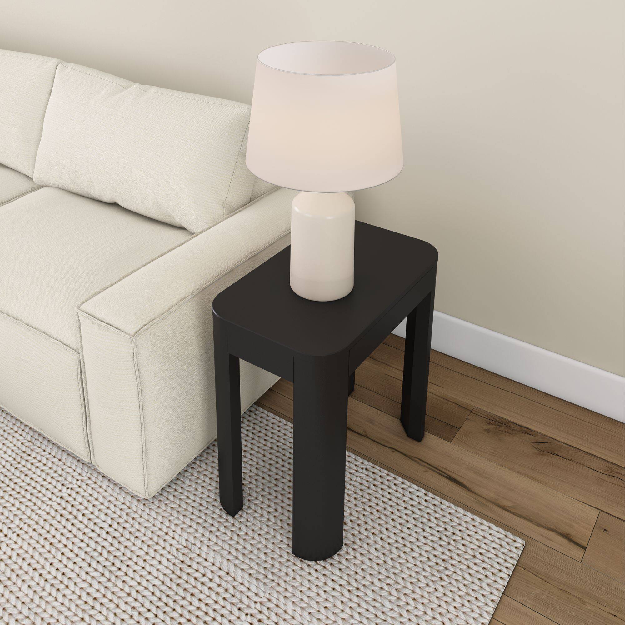 Alt View 5. Plank+Beam - Modern Rounded Rectangular Side Table (25in x 15in / 630mm x 375mm), Black - Black.