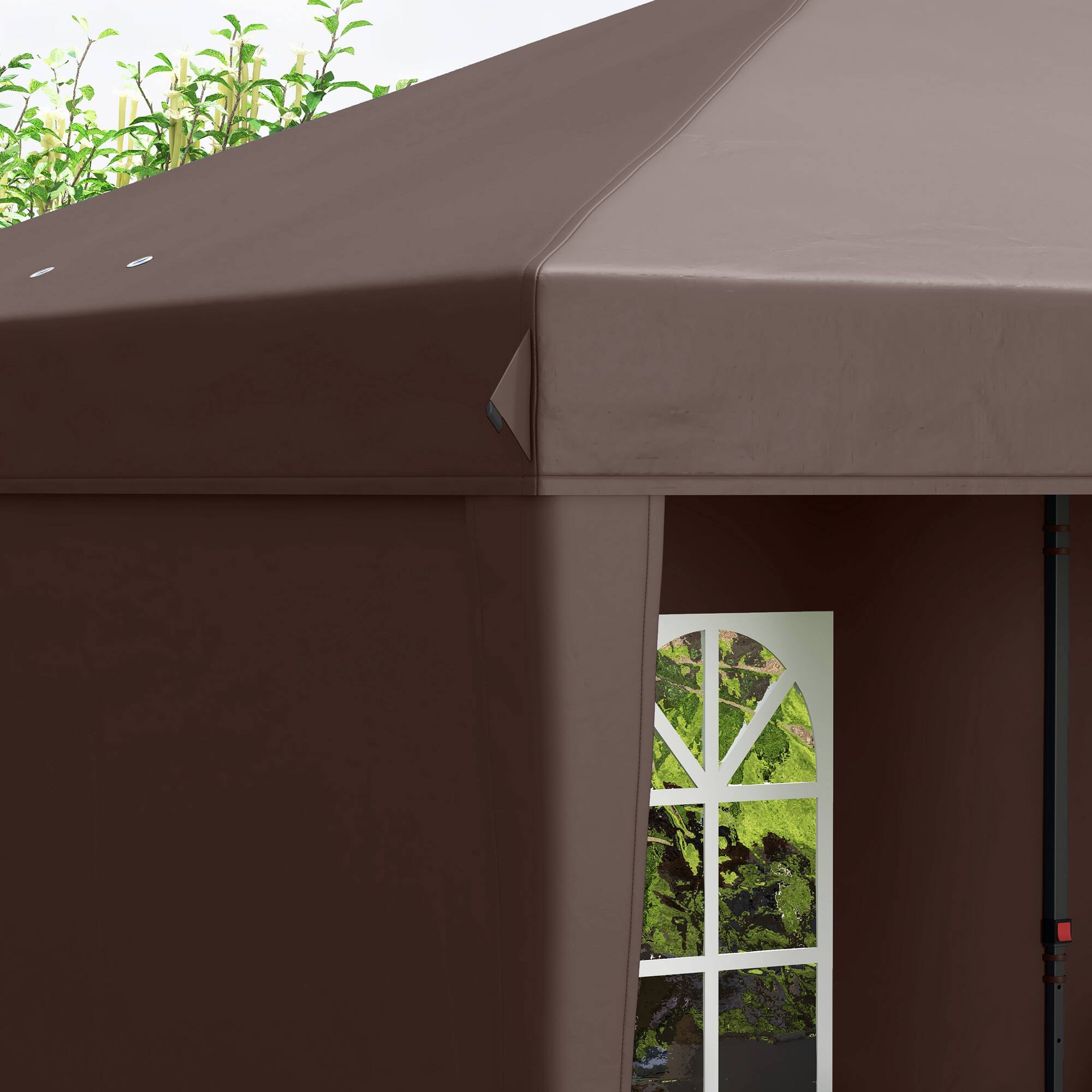 Alt View 7. Outsunny - 10' x 20' Pop Up Canopy Tent with 4 Sidewalls, Heavy Duty Tents for Parties, Outdoor Instant Gazebo with Carrying Bag - Coffee.