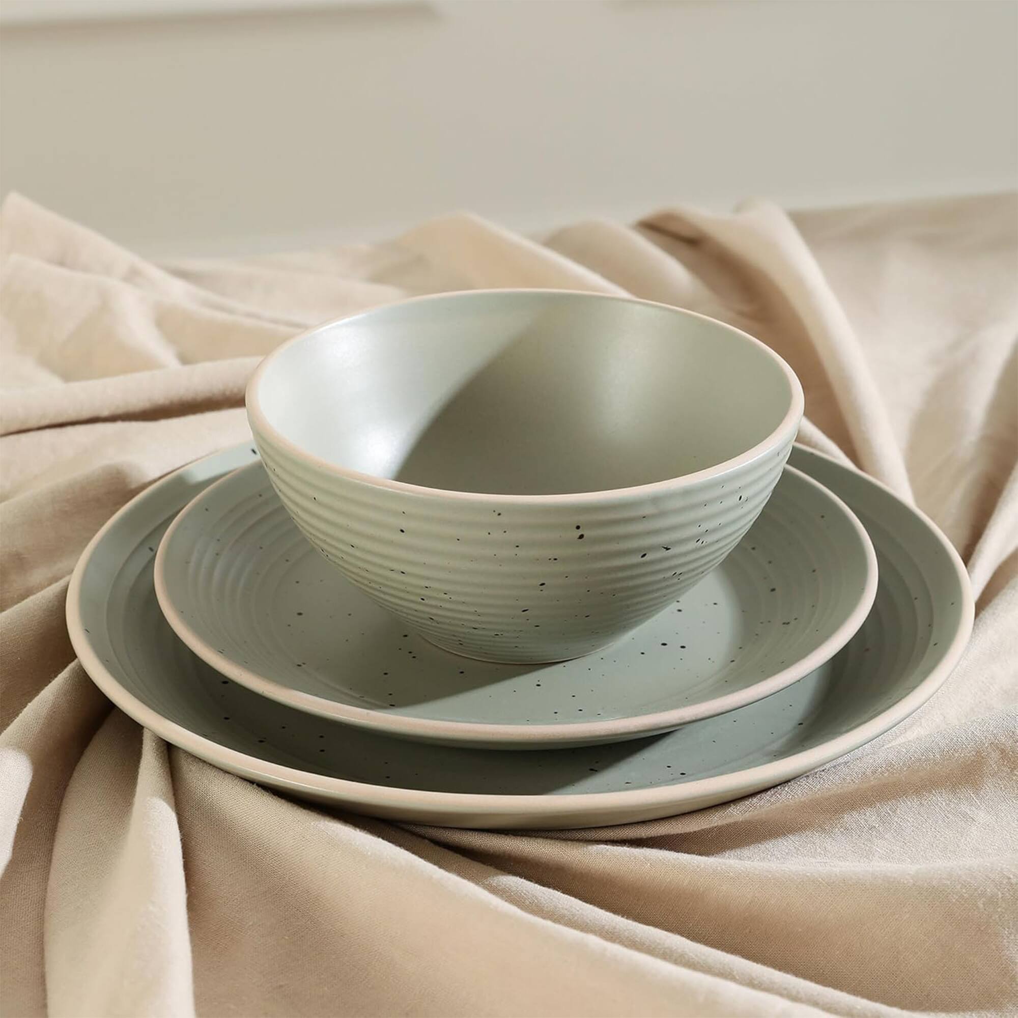 Alt View 5. Stone Lain - Stone Lain Lauren Modern Stoneware 16 Piece Dinnerware Set, Service for 4, Green - Green.