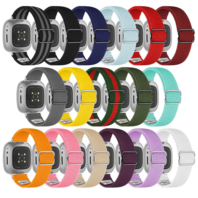 StrapsCo Nylon Stretch Watch Band Strap For Fitbit Sense Mint Rose strapsco-nylon-stretch-watch-band-strap-for-fitbit-sense-mint-rose