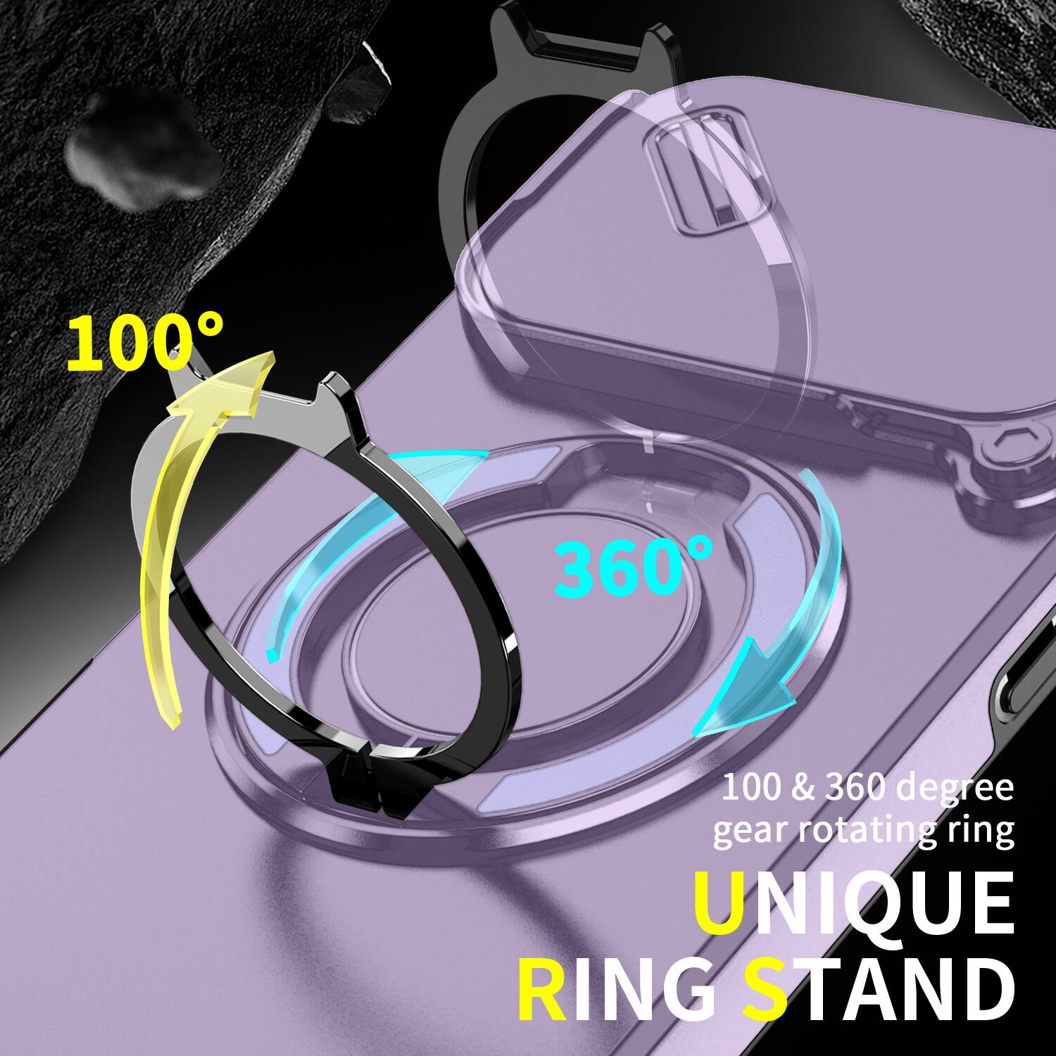 100° & 360° gear rotating ring  
UNIQUE RING STAND