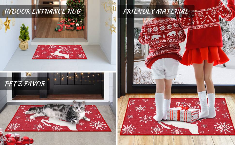 INDOOR ENTRANCE RUG  
Merry Christmas  

FRIENDLY MATERIAL  

PET'S FAVOR