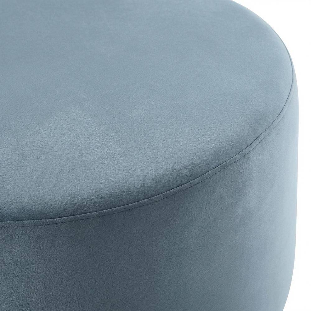 Alt View 1. Outdoor Escape - Velvet Upholstered Ottoman with Performance Finish for Outdoor Use - Blue.