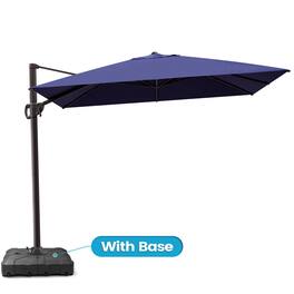 Crestlive Products - 9x11ft Aluminum Crank Cantilever Patio Umbrella with Base - Navy blue