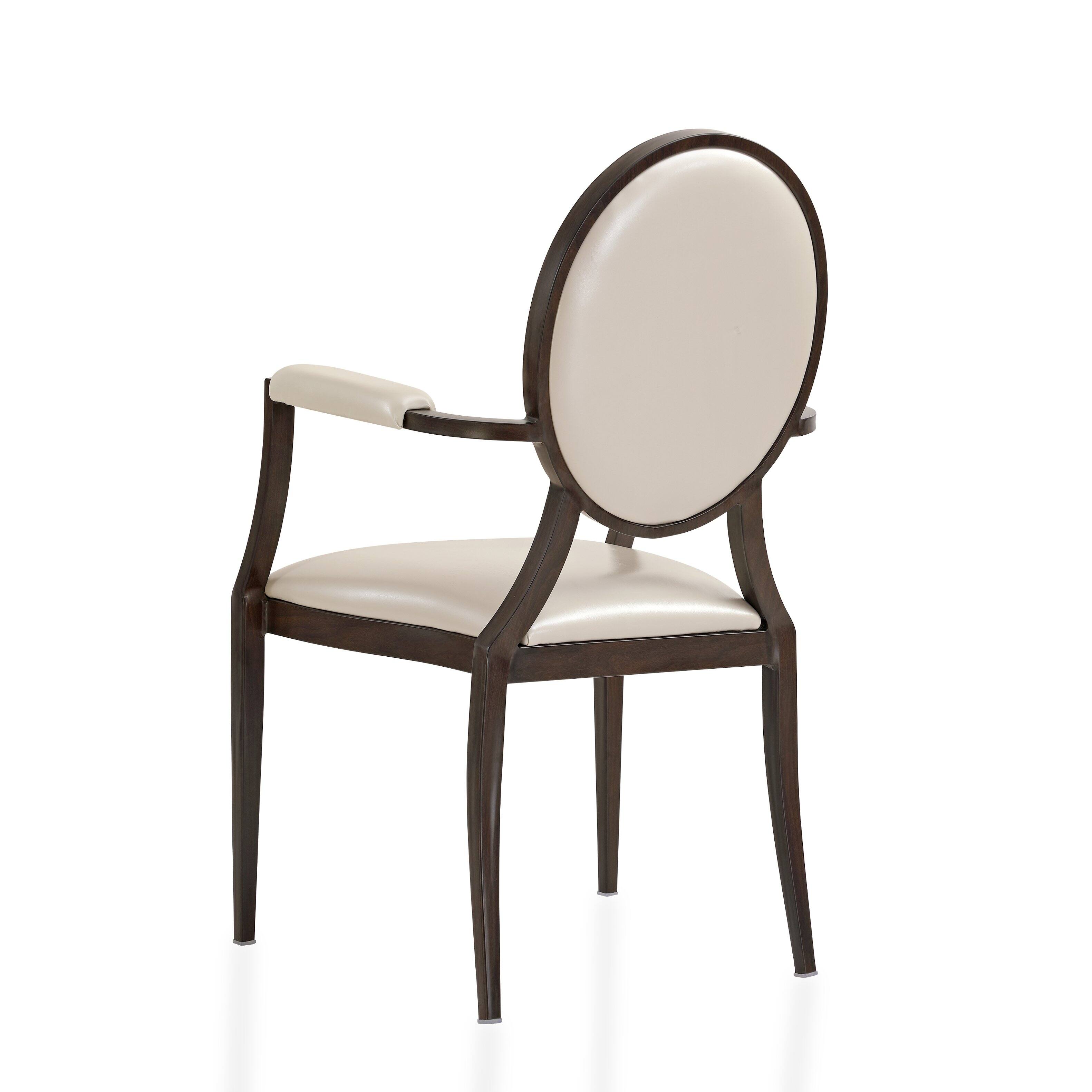 Alt View 2. LeisureMod - Flaco Modern Oval Back Leather Dining Armchair with Wood Grain Aluminum Legs (Fully Assembled) - Pearl White.