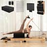 Syedee - Pilates Reformer Machine, Wood Pilates Machine Bed Yoga Exercise Strength Training Equipment for Home Workout - Brown