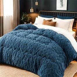 Shatex - warm and thick full 3 pieces comforter set extremely soft and comfortable - Blue