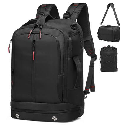 Front. Unique Bargains - 16" Laptop Backpack, Large Carry-On, TSA Approved Water Resistant, Shoe Compartment, 33L, Business Travel - Black.
