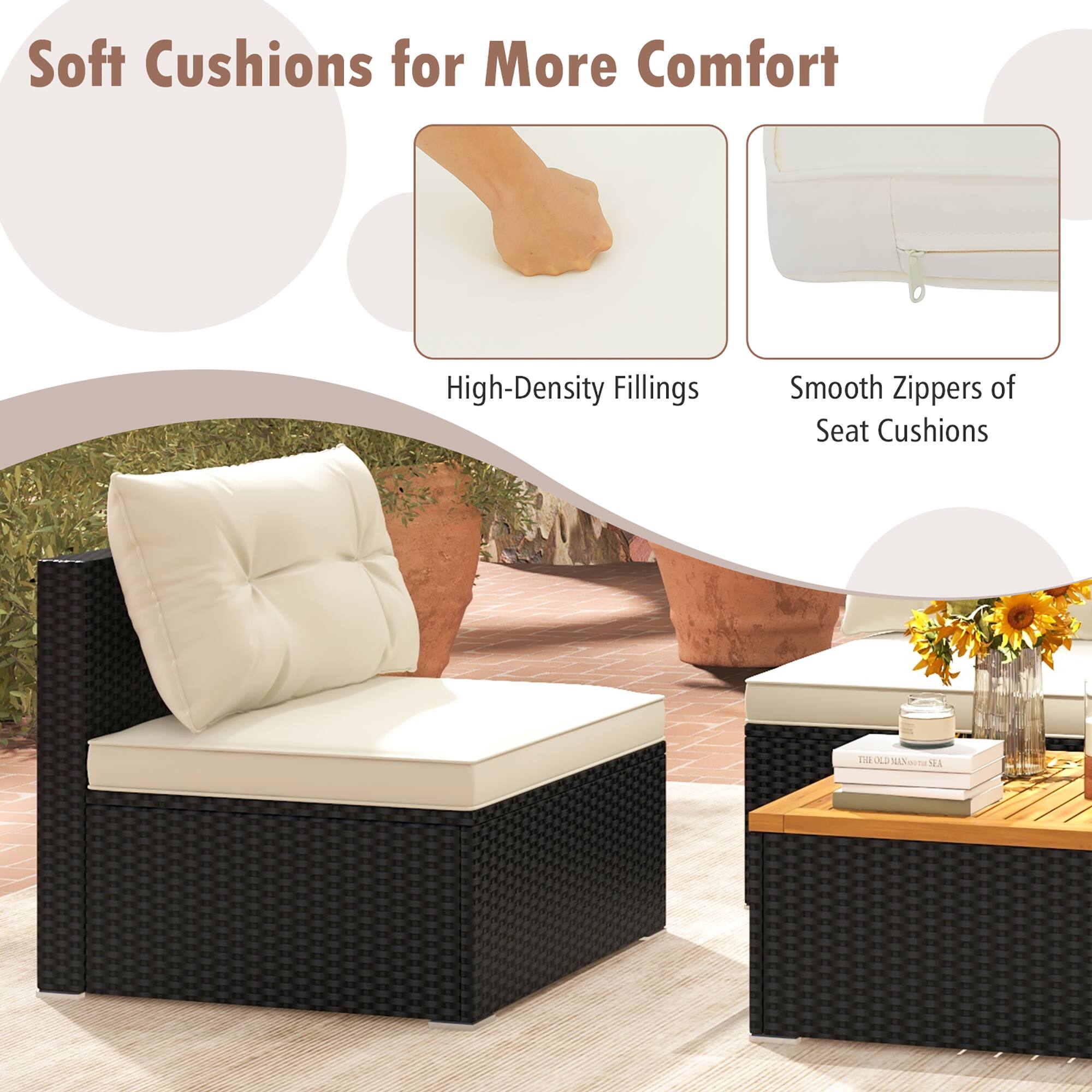 Soft Cushions for More Comfort

High-Density Fillings

Smooth Zippers of Seat Cushions