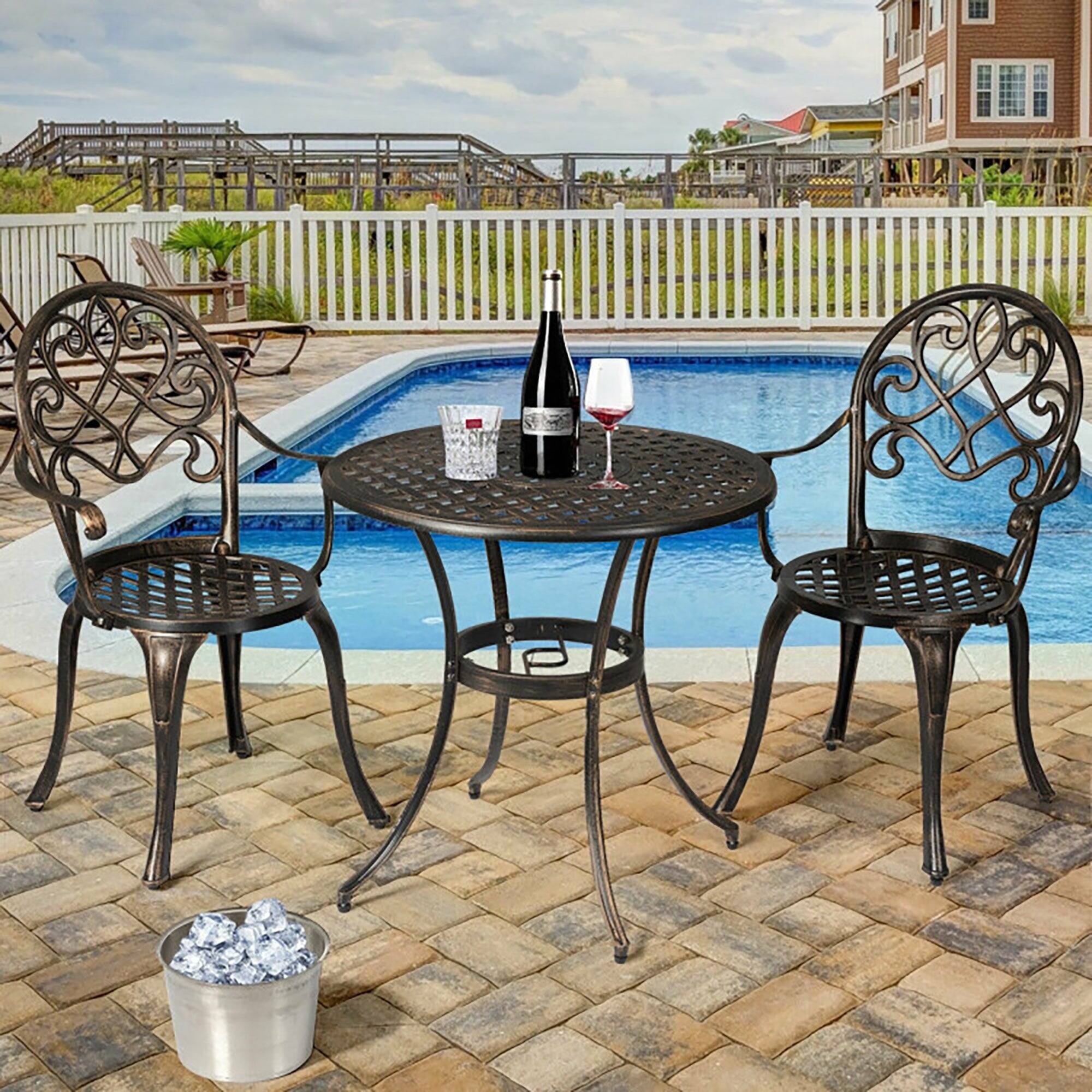 Alt View 7. Boyel Living - 3 Pieces Outdoor Set Patio Bistro with Attached Removable Ice Bucket - Antique Bronze.