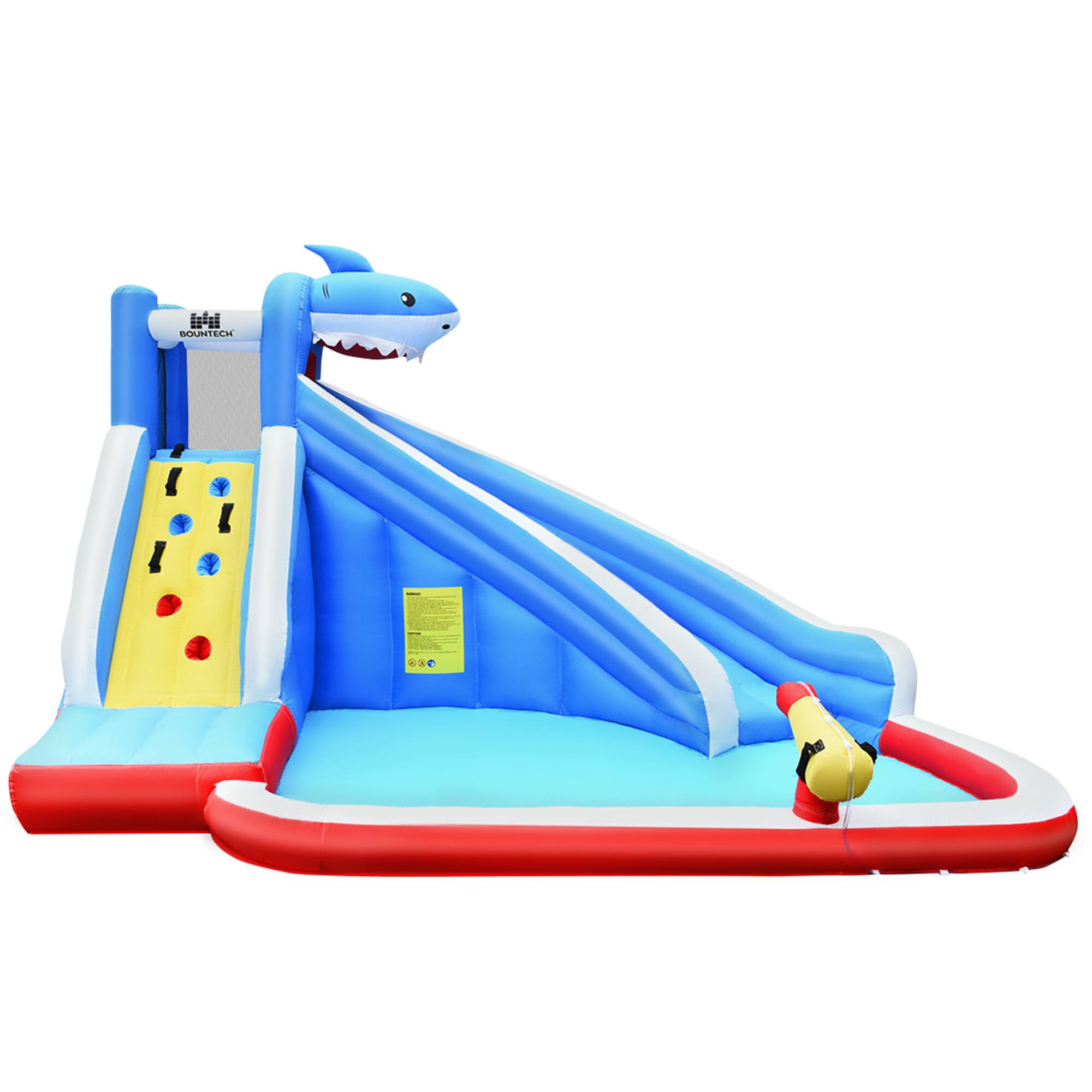 Alt View 3. Gymax - Gymax Inflatable Water Park Bounce House Slide Shark w/ Climbing Wall Splash Pool.