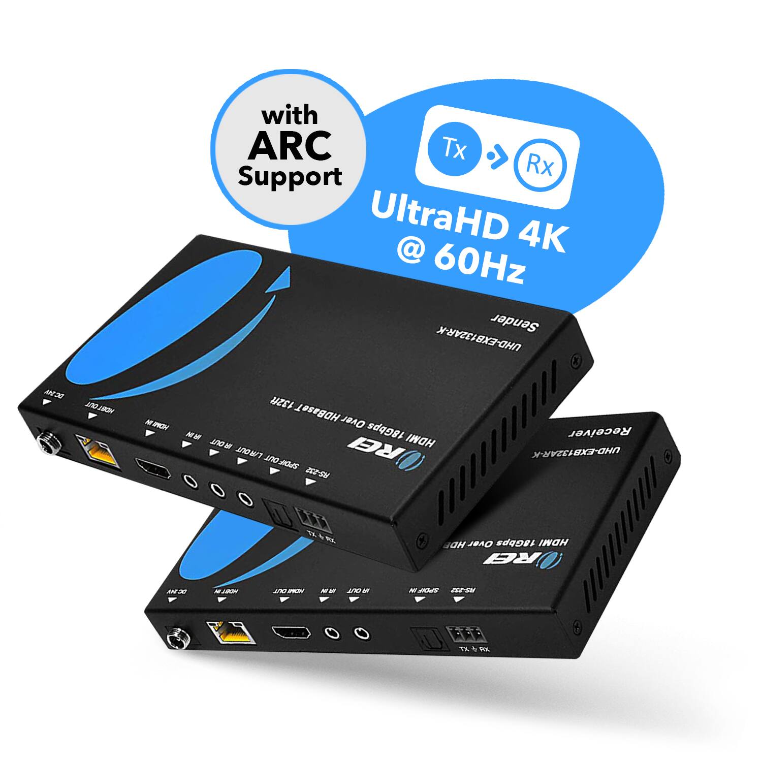 with ARC Tx Support Rx UltraHD 4K @ 60Hz Sender UHD-EXB132AR-K X 430 HDRLORL NO nstt HDBaseT Over MM 18Gbps HDMI WonL RA rwronL 710-30%2 n-Su Receiver UHD-EXB132AR-K T 4 SL  Over 18Gbps HDMI RE AR2 NJN HOPEOL NM wOL N 2 Era ARA V% f P