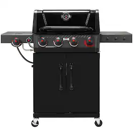 FEASTO - 4-Burner Propane Gas Grill with Sear & Side Burner, 563 Sq. In. Cooking Area - Black