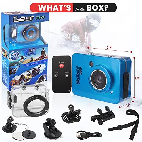 WHAT'S in the BOX?  
Gear Pro water proo 22 FULLHD HD 1080p  
Gear 2.6" .I 1.9" 1.3"