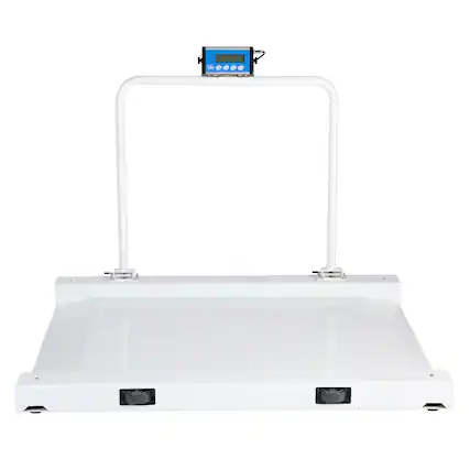 Front. Viva Comfort - ME904 Series Scale, Stainless Steel Wheelchair Scale with LCD Display - Silver.