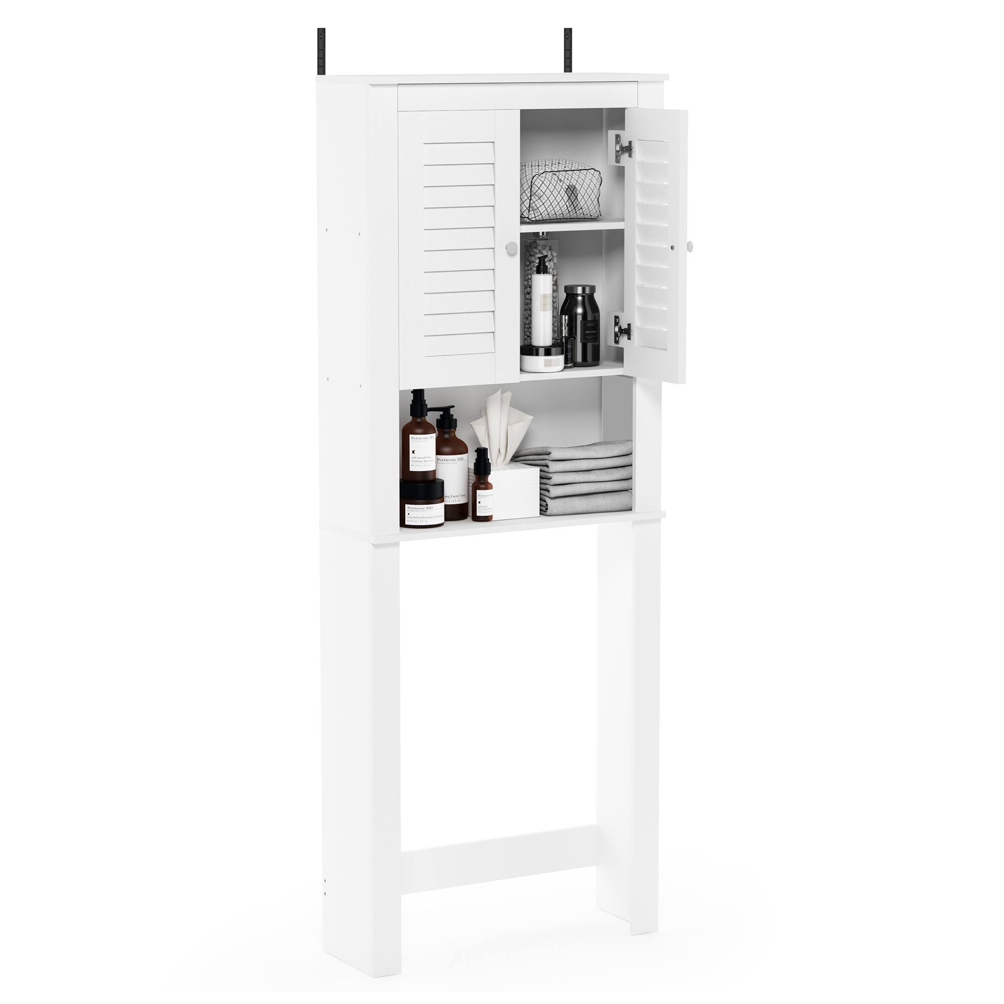 Alt View 3. Furinno - Indo Louver Door Bath Cabinet - White.
