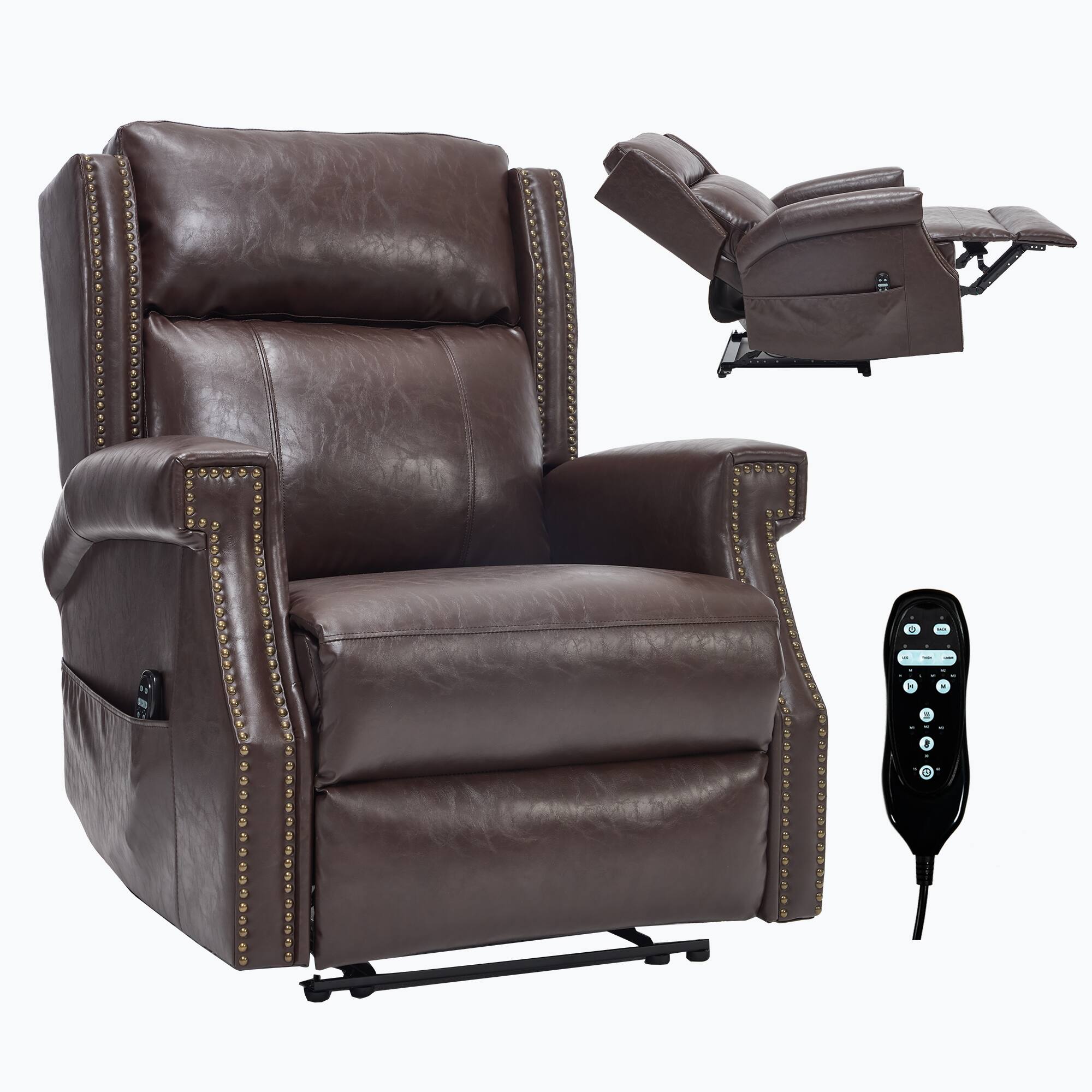 Alt View 6. TinyHomie - Brown Manual Recliner Chair in Faux Leather for Living Room with Heavy Duty Motion Mechanism - Brown.