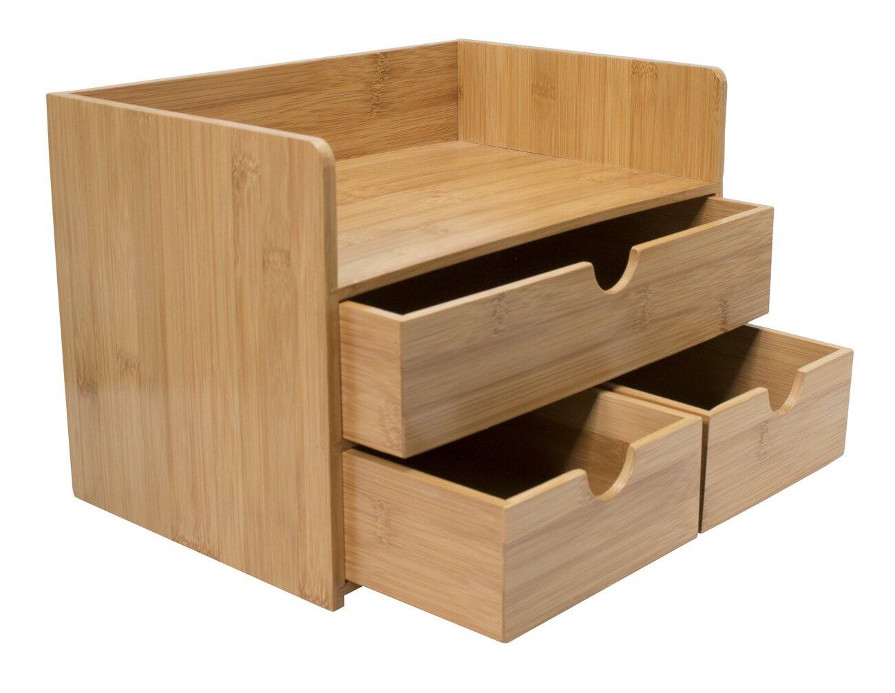 Alt View 3. Sorbus - Sorbus 3-Tier Bamboo Desk Organizer Countertop Organization and Storage with 3 Drawers - Beige.