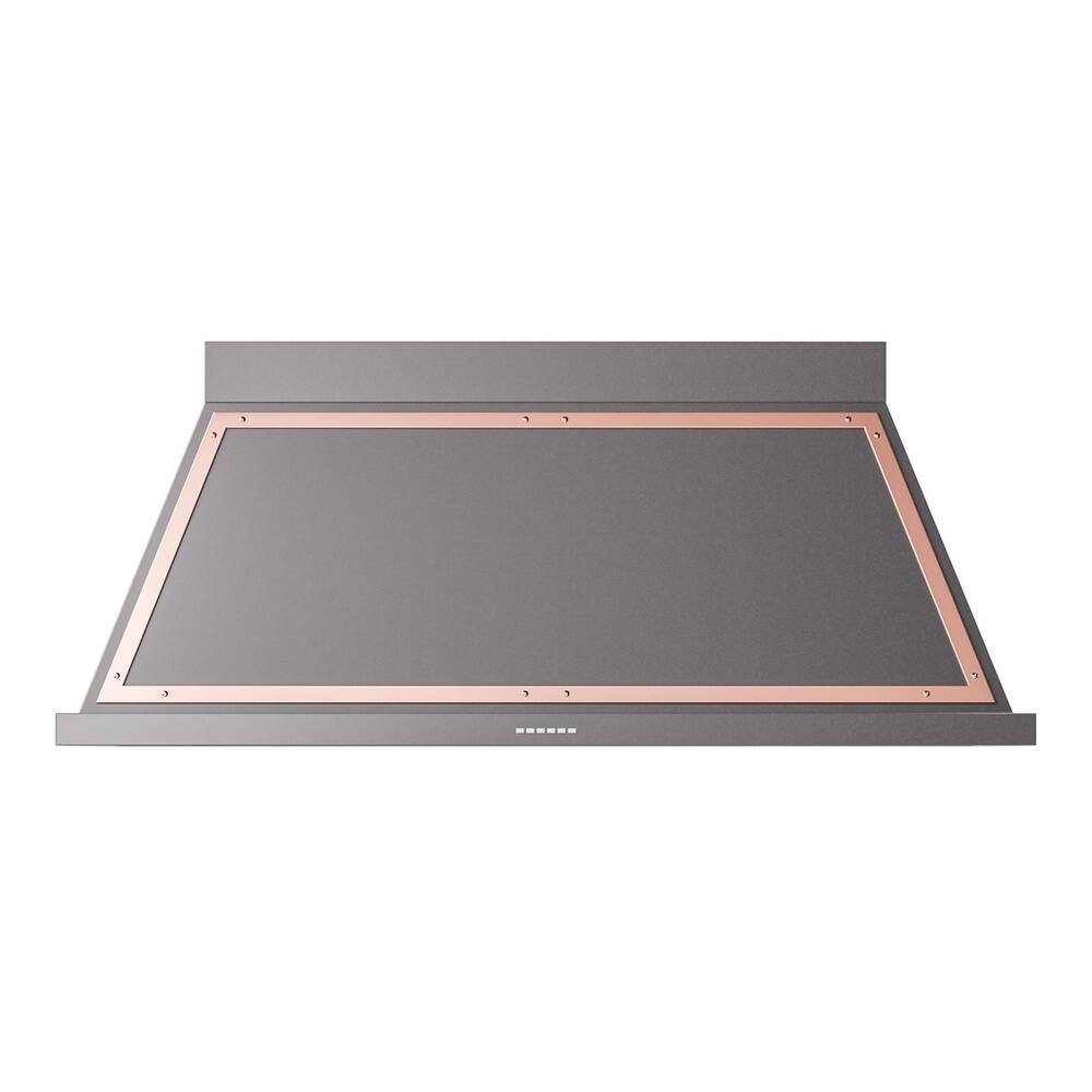 Front. ILVE - ILVE Nostalgie II Noblesse 60 inch Ducted Wall Mount Range Hood with 600 CFM (Graphite Matte, Copper Trim) - Graphite Matte.
