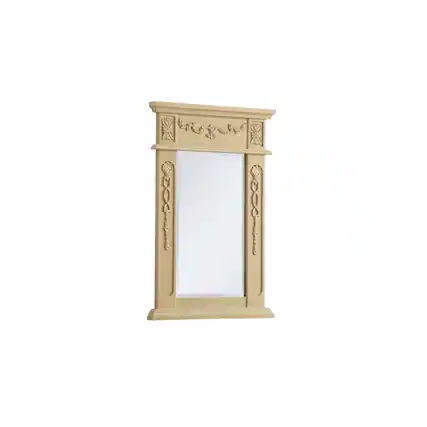 Front. Elegant Decor - Wood Frame Mirror 18 Inch X 28 Inch In Light Antique Beige - Light Antique Beige.