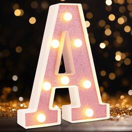 Paradigms Interiors - Led Marquee Letters Light Up 8 Letter Lights Lighted Sign For Table Party Birthday Christmas Decor Glitter - Letter A