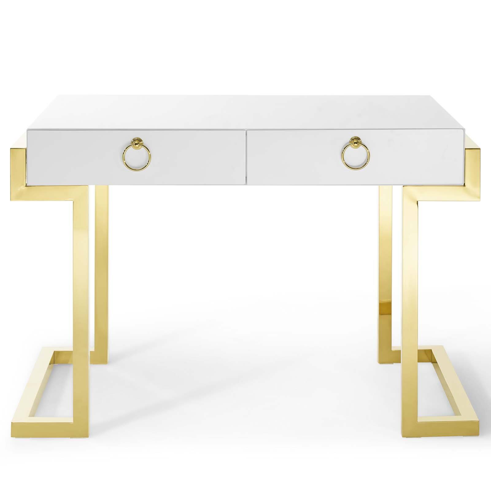 Alt View 2. Modway - Ring Office Desk by Modway - Gold White.