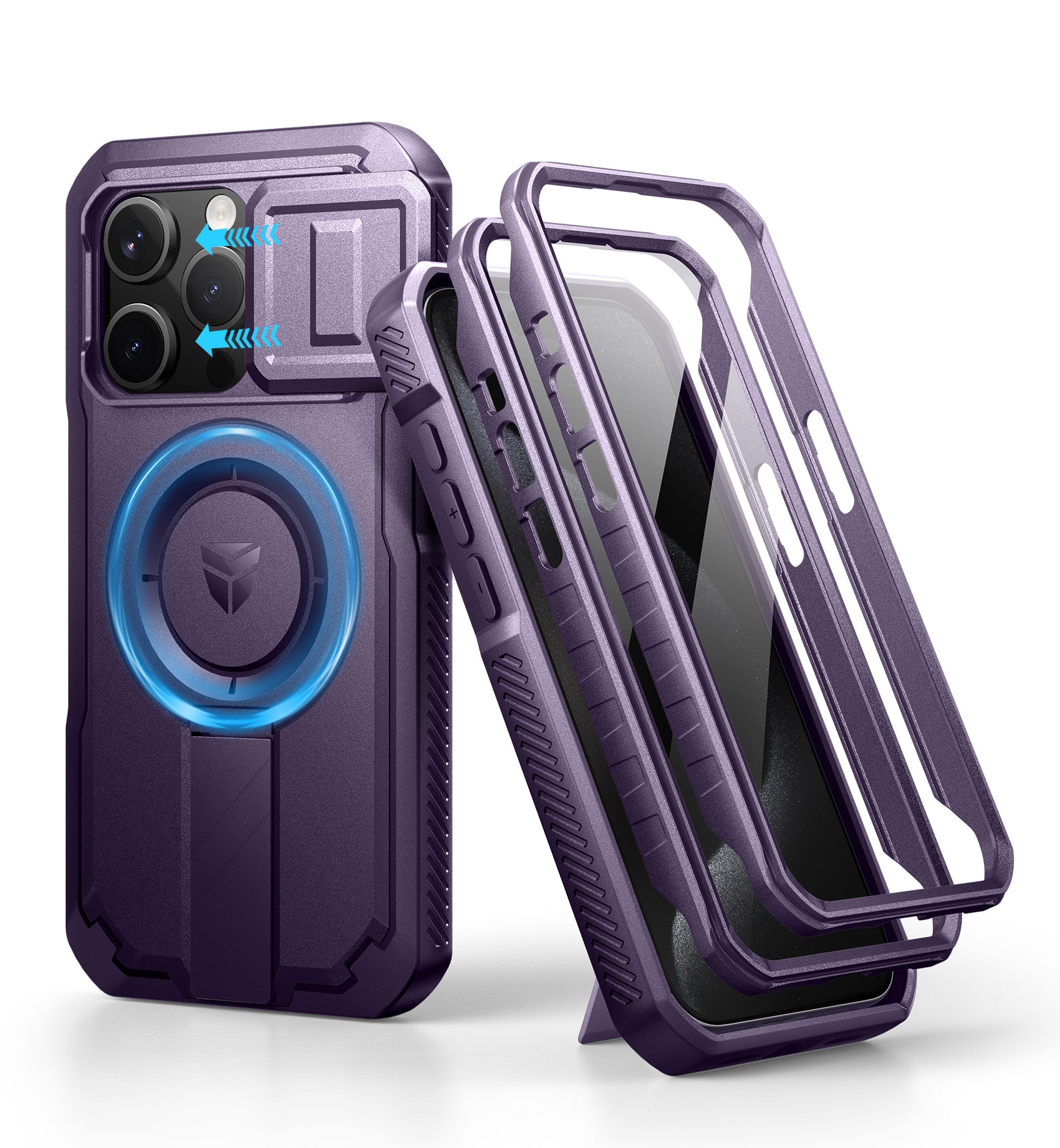dexnor - iPhone 15 Pro Case with Slide Camera Cover & Adjustable Kickstand & Built-in Screen Protector - Phantom Purple price history on PriceWatchPro