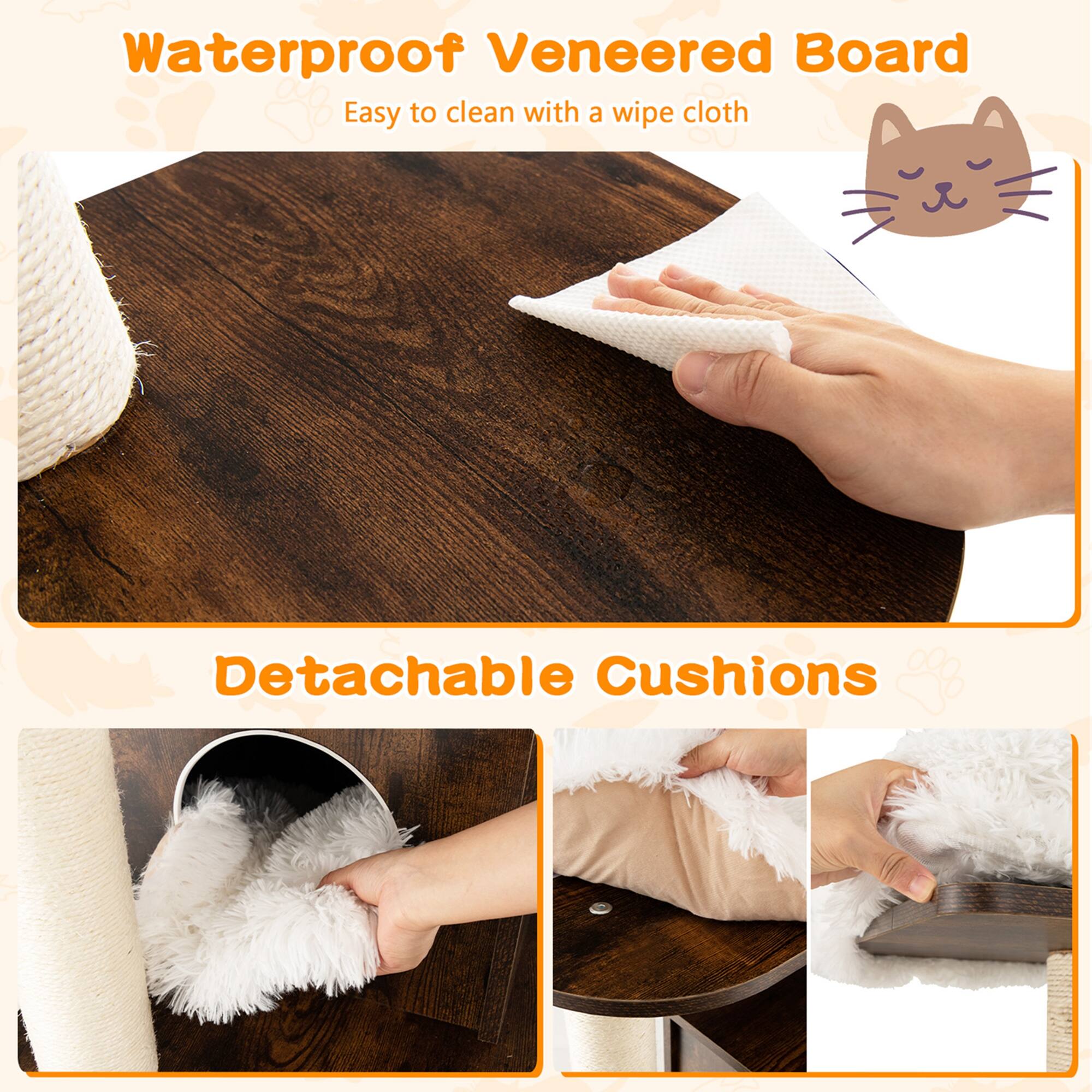 Waterproof Veneered Board, Easy to clean with a wipe cloth, Detachable Cushions