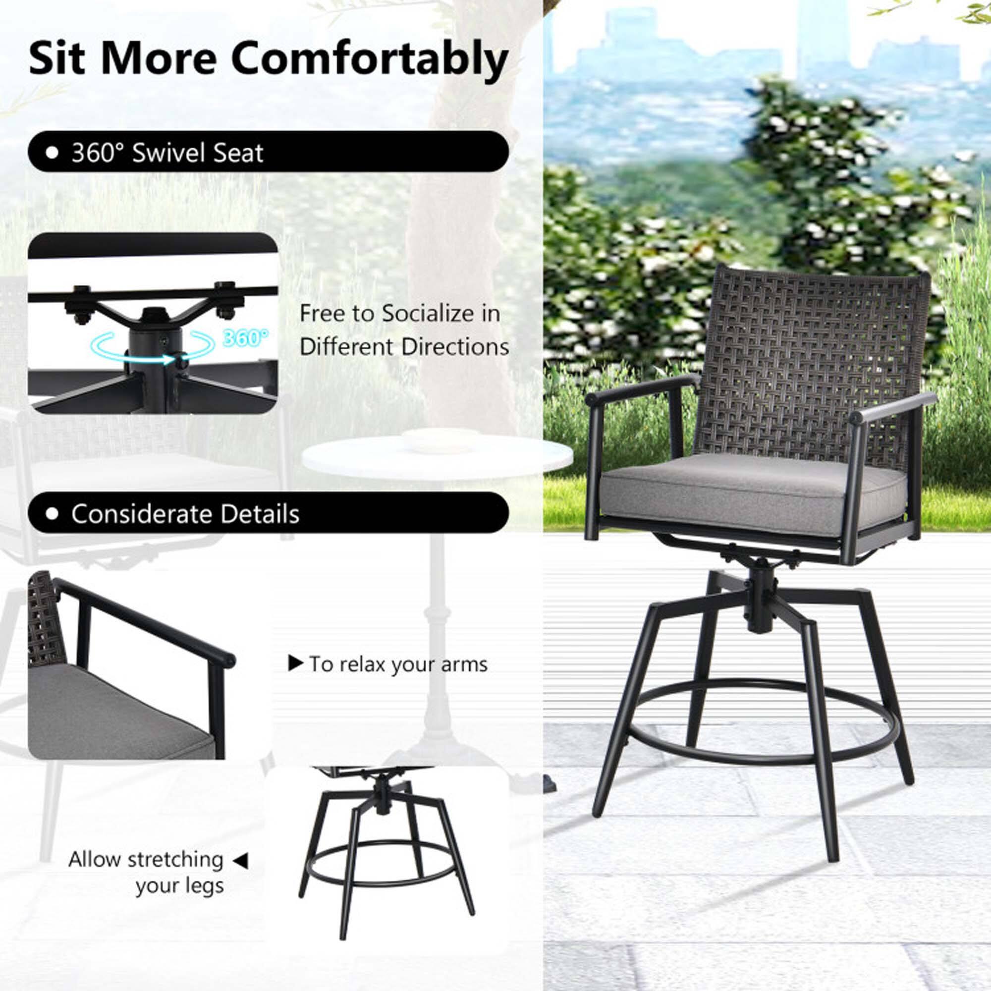 Sit More Comfortably

- 360° Swivel Seat
  - Free to Socialize in 360 Different Directions

- Considerate Details
  - To relax your arms
  - Allow stretching your legs