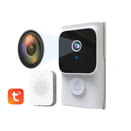 Front. Cluzine - Smart Video Doorbell System Intercom Night Vision WiFi Outdoor Battery Powered Tuya 1080P.