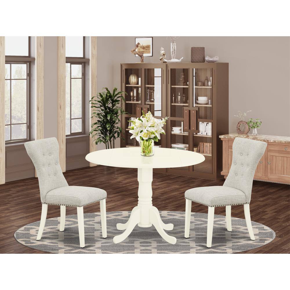 Left. East West Furniture - Dining Room Set Linen White - Brown.