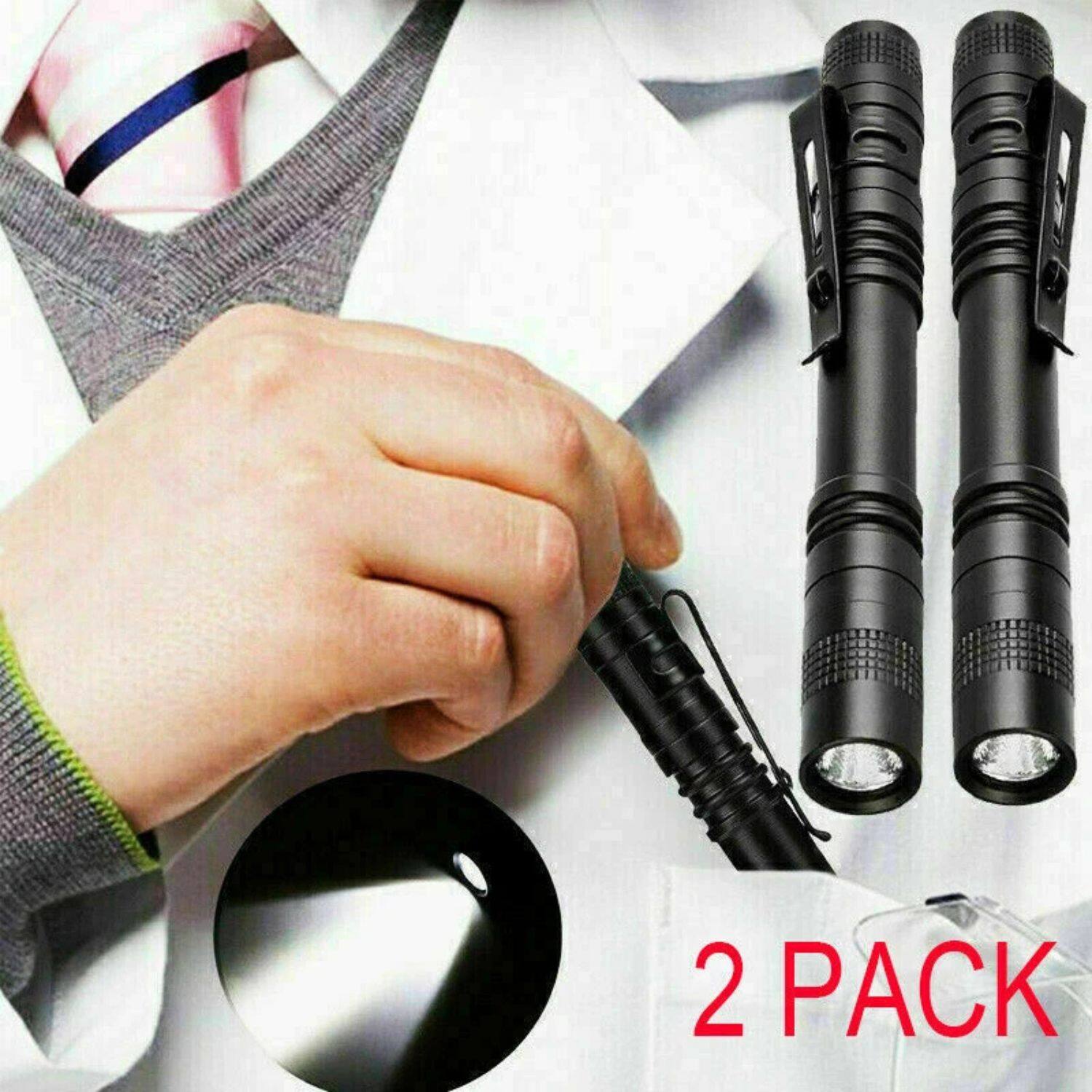 Left. Home Collection - 2-Pack Mini Tactical LED Flashlights – Small Super Bright Penlight Torches for Everyday Carry, Camping.