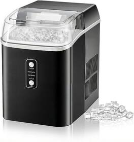 Sweet - Nugget Ice Maker Countertop Ready in 6 Mins, 1.55L Water Tank, Self-Cleaning - Black