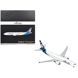 Boeing 737 MAX 9 Commercial Aircraft "Alaska Airlines" White with Blue Tail 1/200 Diecast Model Airplane by GeminiJets