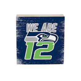 Evergreen Enterprises - Seattle Seahawks 6" Square Fan Chant Wood Block Shelf Sign - Multicolor