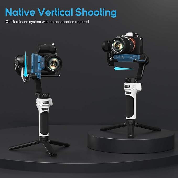 Native Vertical Shooting  
Quick release system with no accessories required
