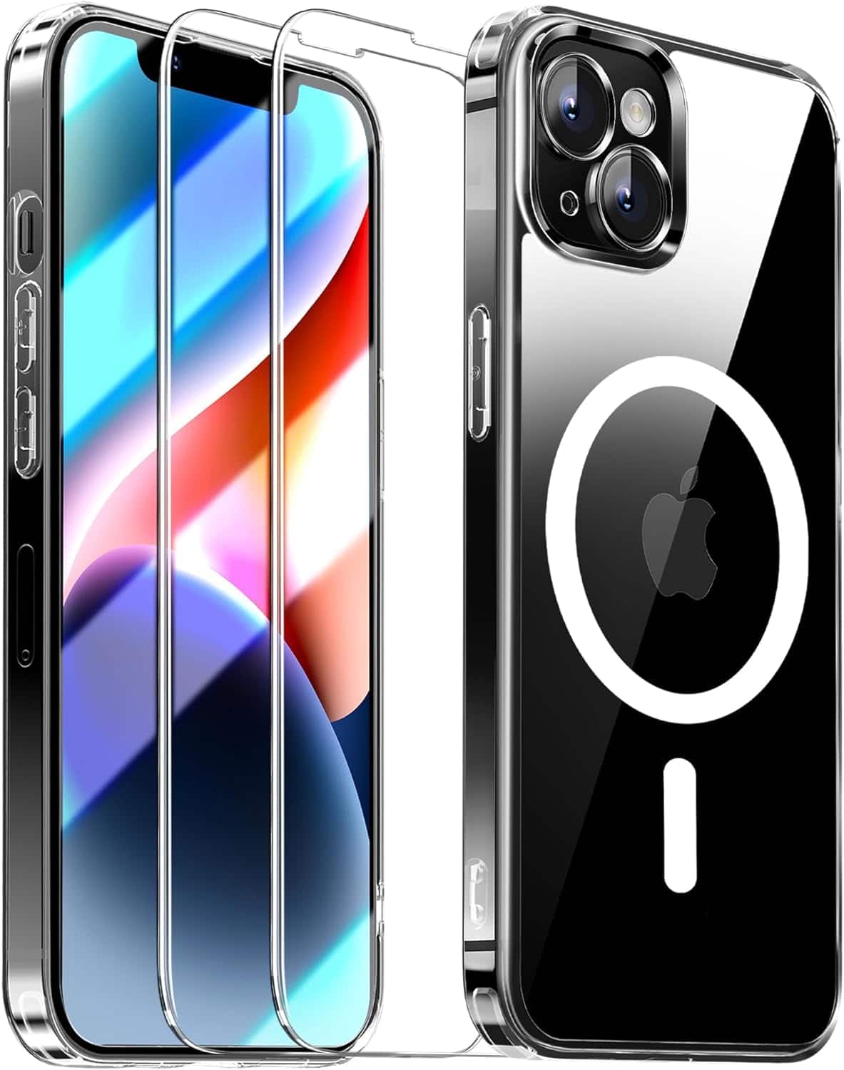 Front. Entronix - Entronix iPhone 13 Mini Bundle - Magnetic Clear Case with 2 Screen Protectors - Clear.