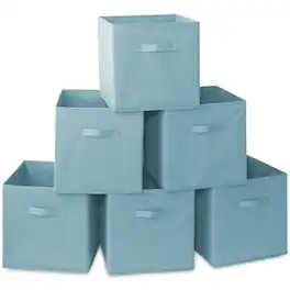 Casafield - (Set of 6) Collapsible Fabric Cubes - Storage Bins - Baby Blue