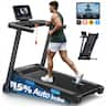 MERACH - Folding Treadmill with 15% Auto Incline, 7-Layer Belt, 300 LBS Capacity, 0.5-7.5MPH Quiet, Smart APP - Black