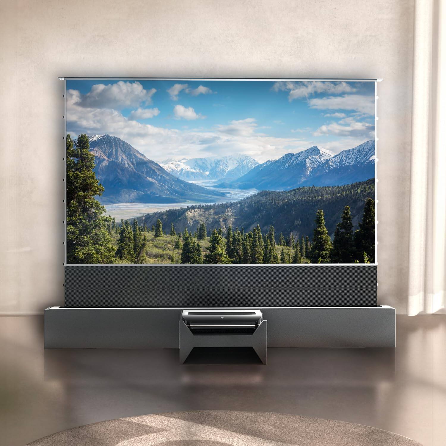 Alt View 4. AWOL Vision - AS-C100 Projector Station Only, Integrated TV Stand Cabinet for AWOL UST Projector and 100 inch Floor Rising Screen - Black.