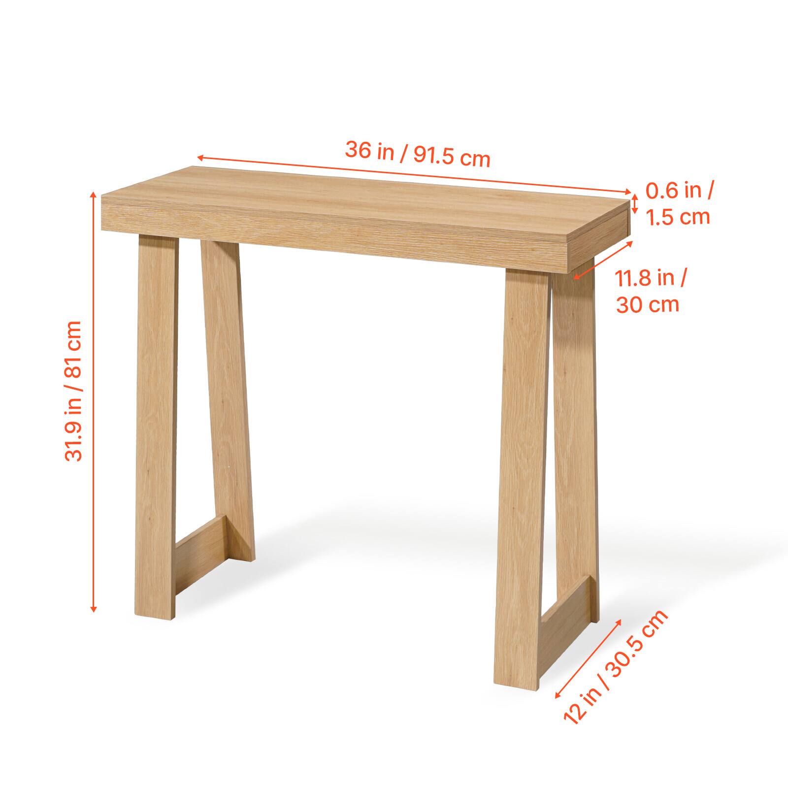 36 in / 91.5 cm  
0.6 in / 1.5 cm  
31.9 in / 81 cm  
11.8 in / 30 cm  
12 in / 30.5 cm