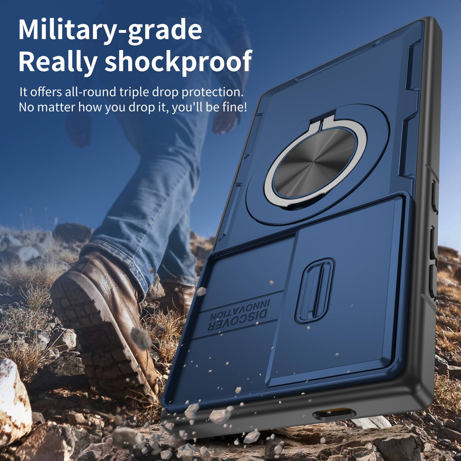 Military-grade Really shockproof!  
It offers all-round triple drop protection.  
No matter how you drop it, you'll be fine!